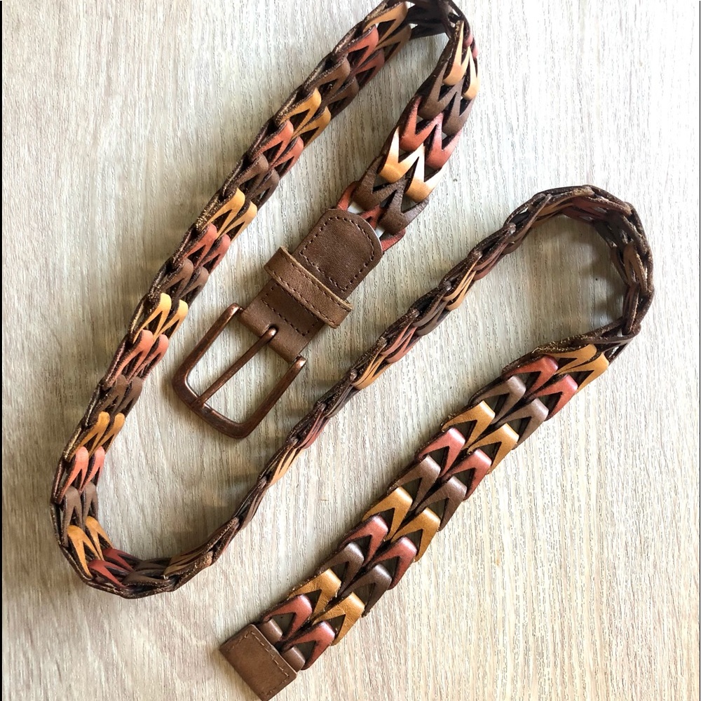 Vintage Fossil Tri-Color Leather Braided Belt